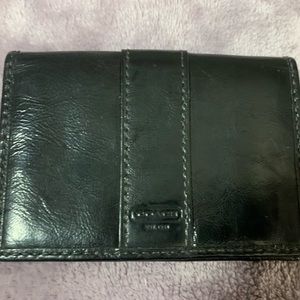 Coach small single fold black leather wallet